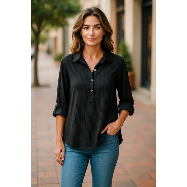 Black Crinkle Tunic