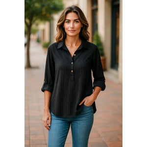 Black Crinkle Tunic