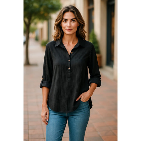 Black Crinkle Tunic