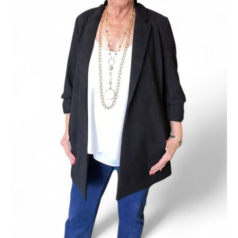 Ruched Sleeve Blazer