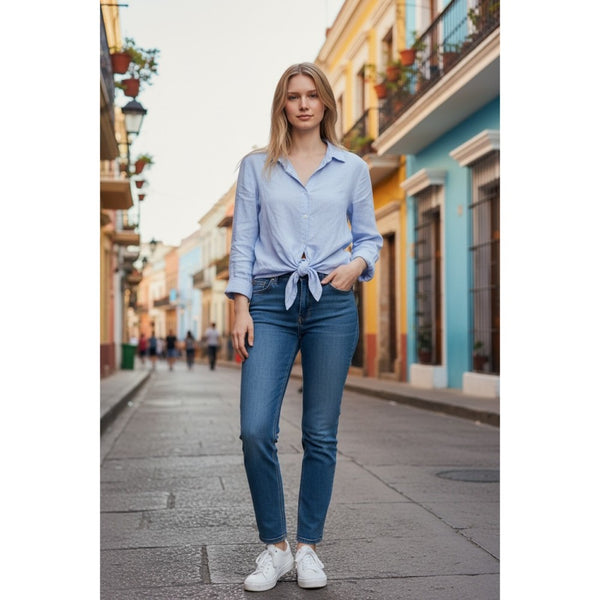 Linen Tie Top (Available in Blue or White)