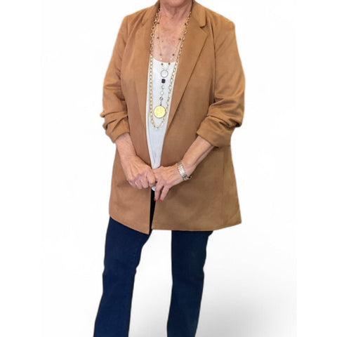 Ruched Blazer-Camel