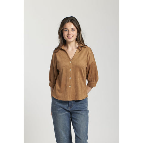 Suede Blouson Top