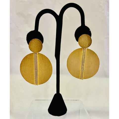 Double Disc Gold Earrings