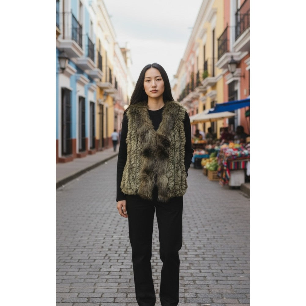 Cashmere Faux Fur Vest (Available in Olive or Rust)