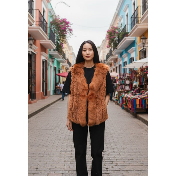 Cashmere Faux Fur Vest (Available in Olive or Rust)