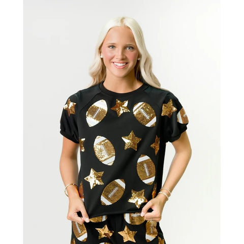 Black Sequin Football Shirt