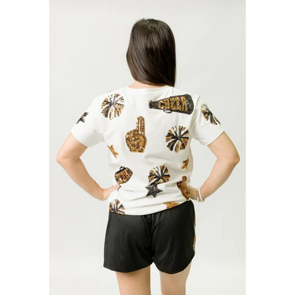 White Sequin Football Shirt