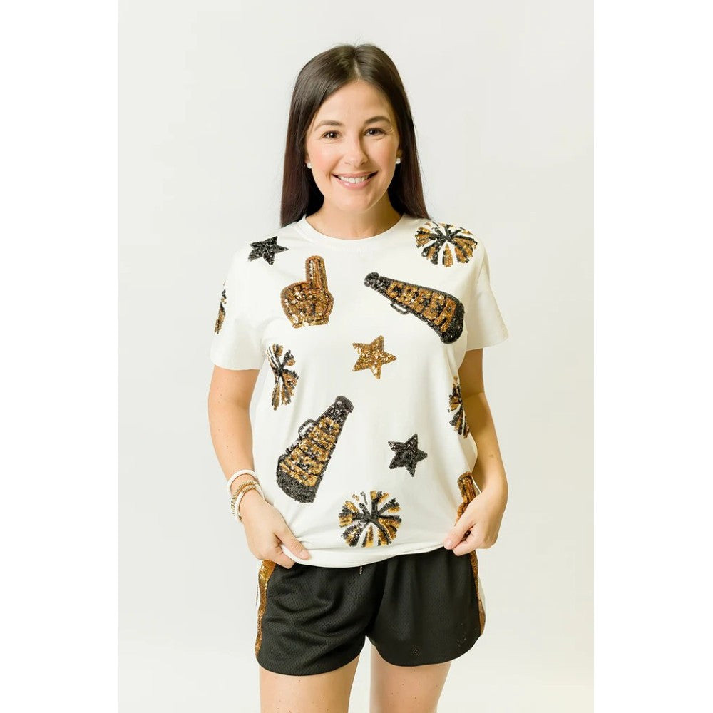White Sequin Football Shirt