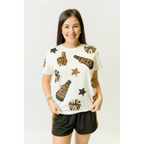 White Sequin Football Shirt