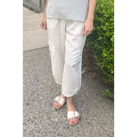 Twisted Pleat Pant-White