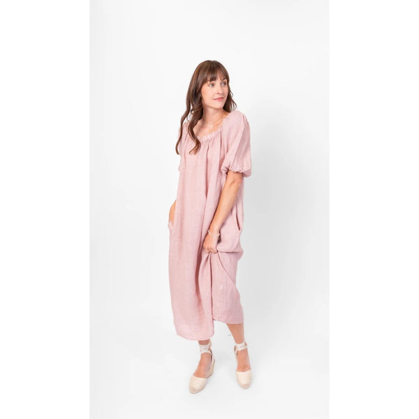 Off Shoulder Linen Dress (Available in Black or Pink)
