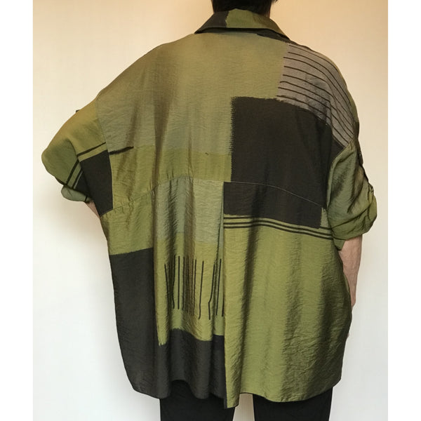 Green Abstract Oversized Blouse