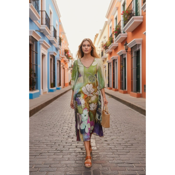 Green Floral Maxi Dress