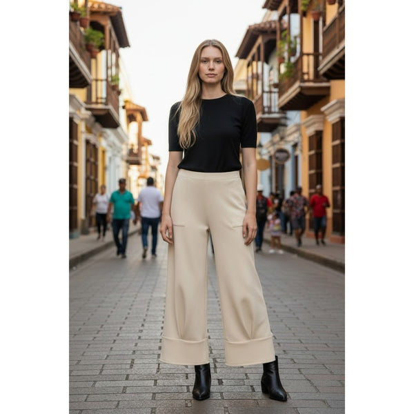 Inverted Pleat Pant (Available in Black or Ivory)
