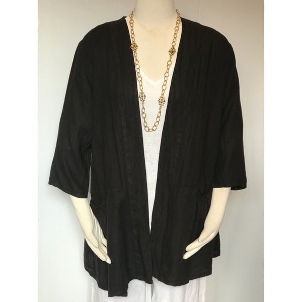 Linen Pocket Cardigan (Available in Black, Coral, or Tan)