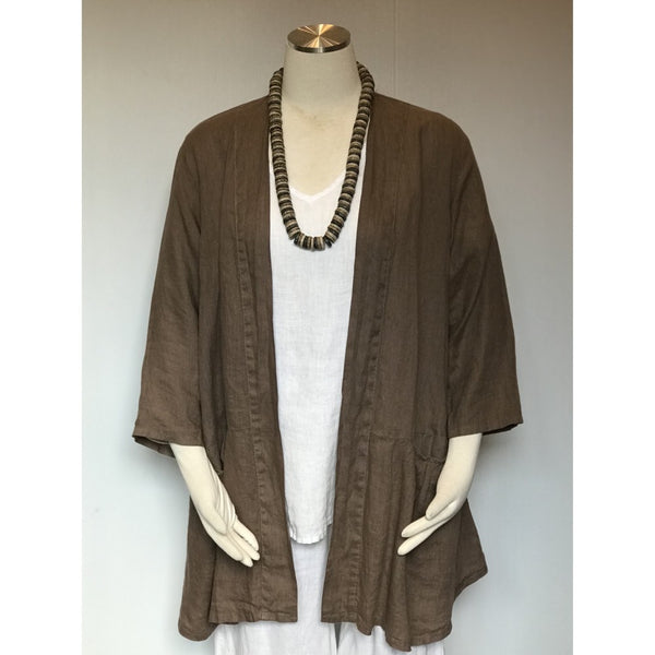Linen Pocket Cardigan (Available in Black, Coral, or Tan)