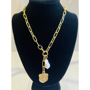 Fleur de Lis & Pearl Necklace