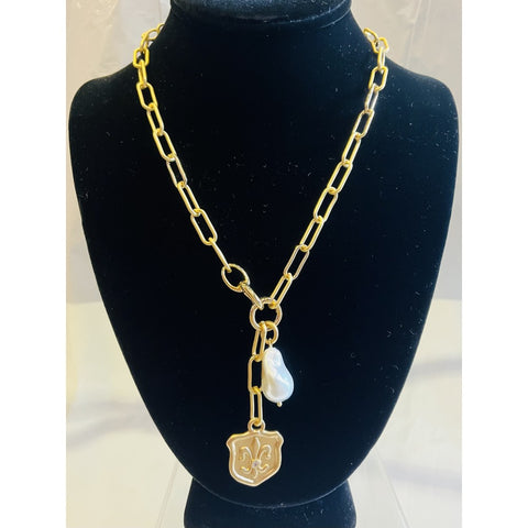 Fleur de Lis & Pearl Necklace