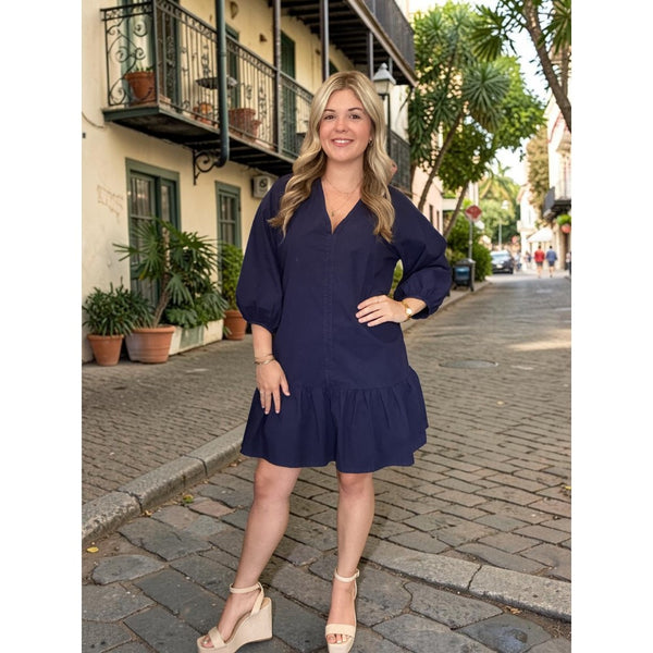 Navy Ruffle Dress