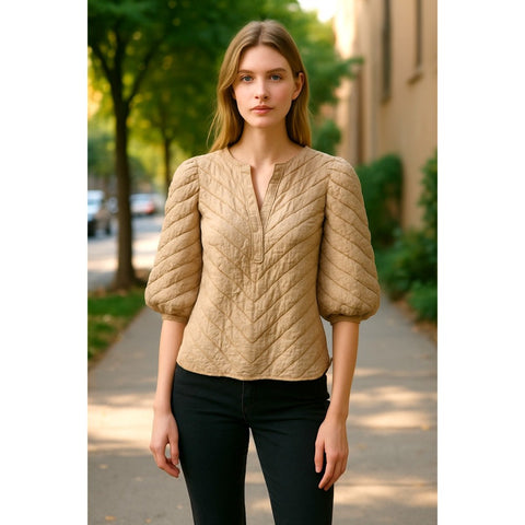 Quilted Puffer Taupe Top