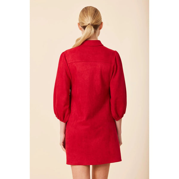 Red Faux Suede Dress