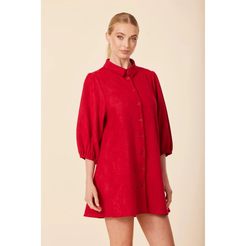 Red Faux Suede Dress