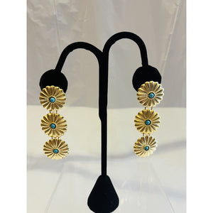 Triple Concho Gold Earrings