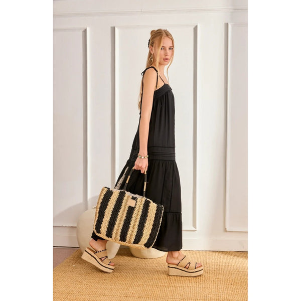 Stripe Straw Bag