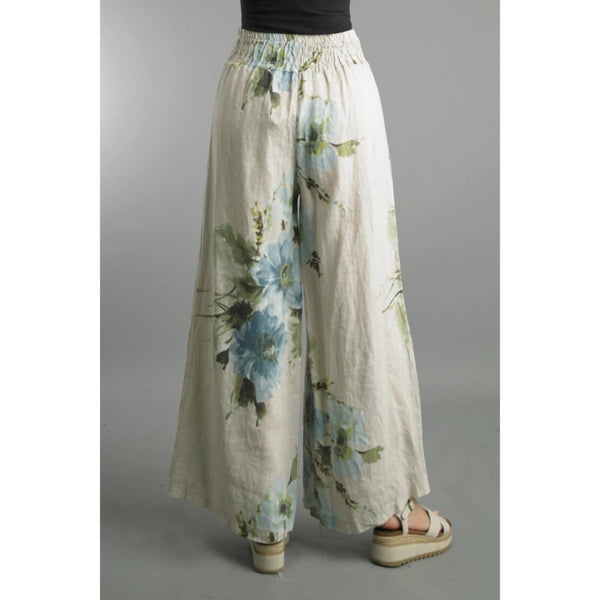 Floral Linen Palazzo (Available in White or Soft Pink)