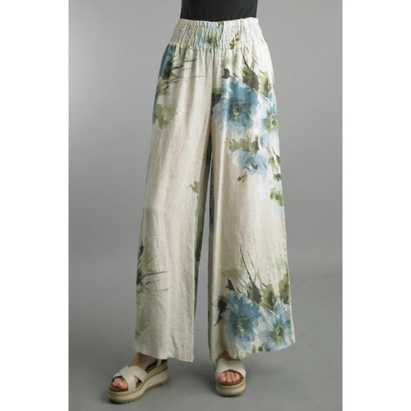 Floral Linen Palazzo (Available in White or Soft Pink)