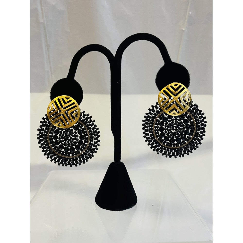 Double Disc Black Earrings