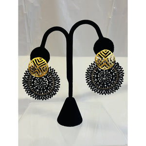 Double Disc Black Earrings
