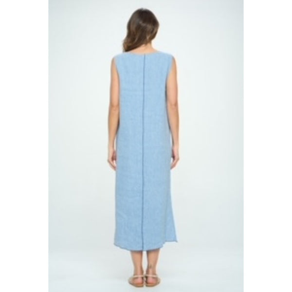 Yarn Dye Tank Dress Blue