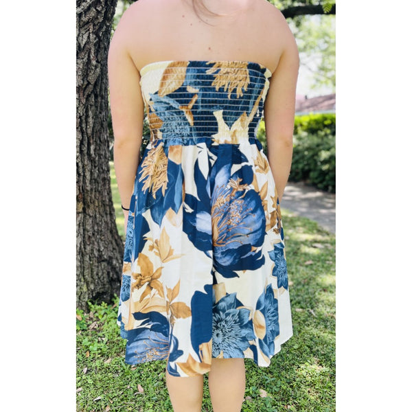 Strapless Floral Dress