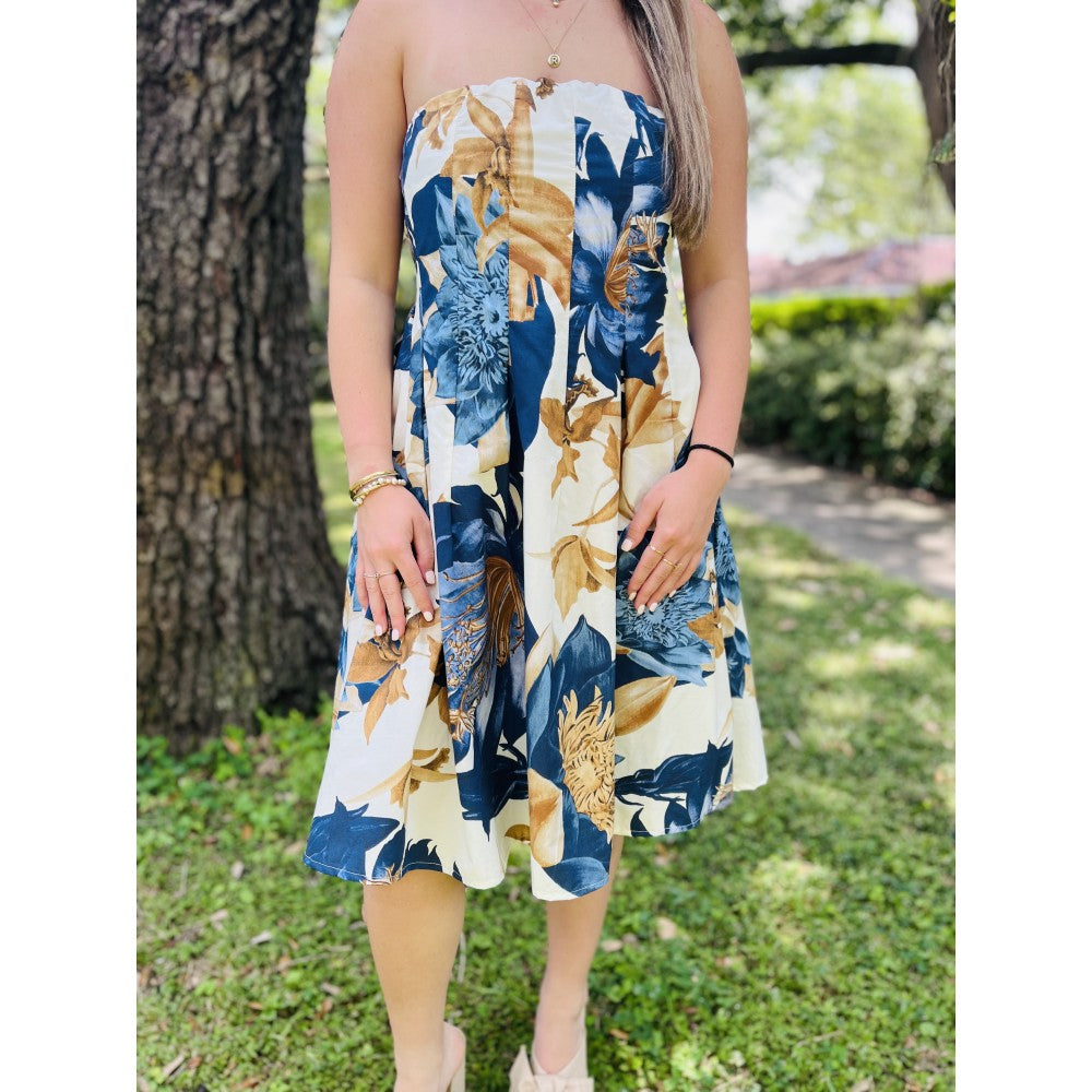Strapless Floral Dress