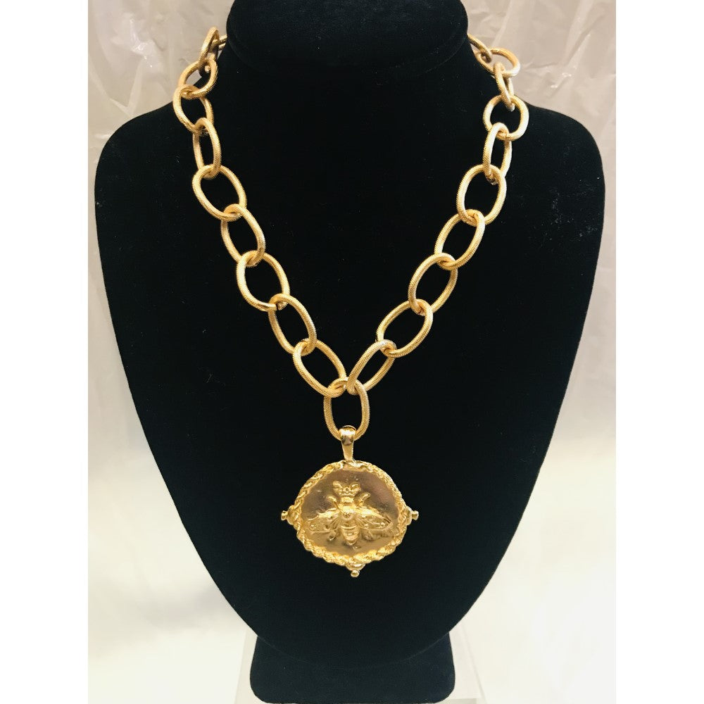 Gold Bee Rope Pendant
