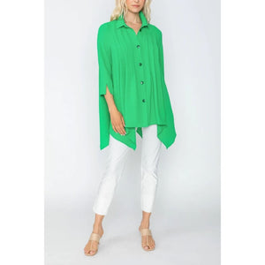 Pleated Green Blouse